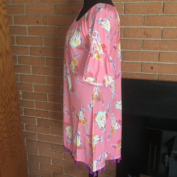 💕SIMPLY SOUTHERN💕WILD COW SKULL TASSEL DRESS💕 - Picture 6 of 10